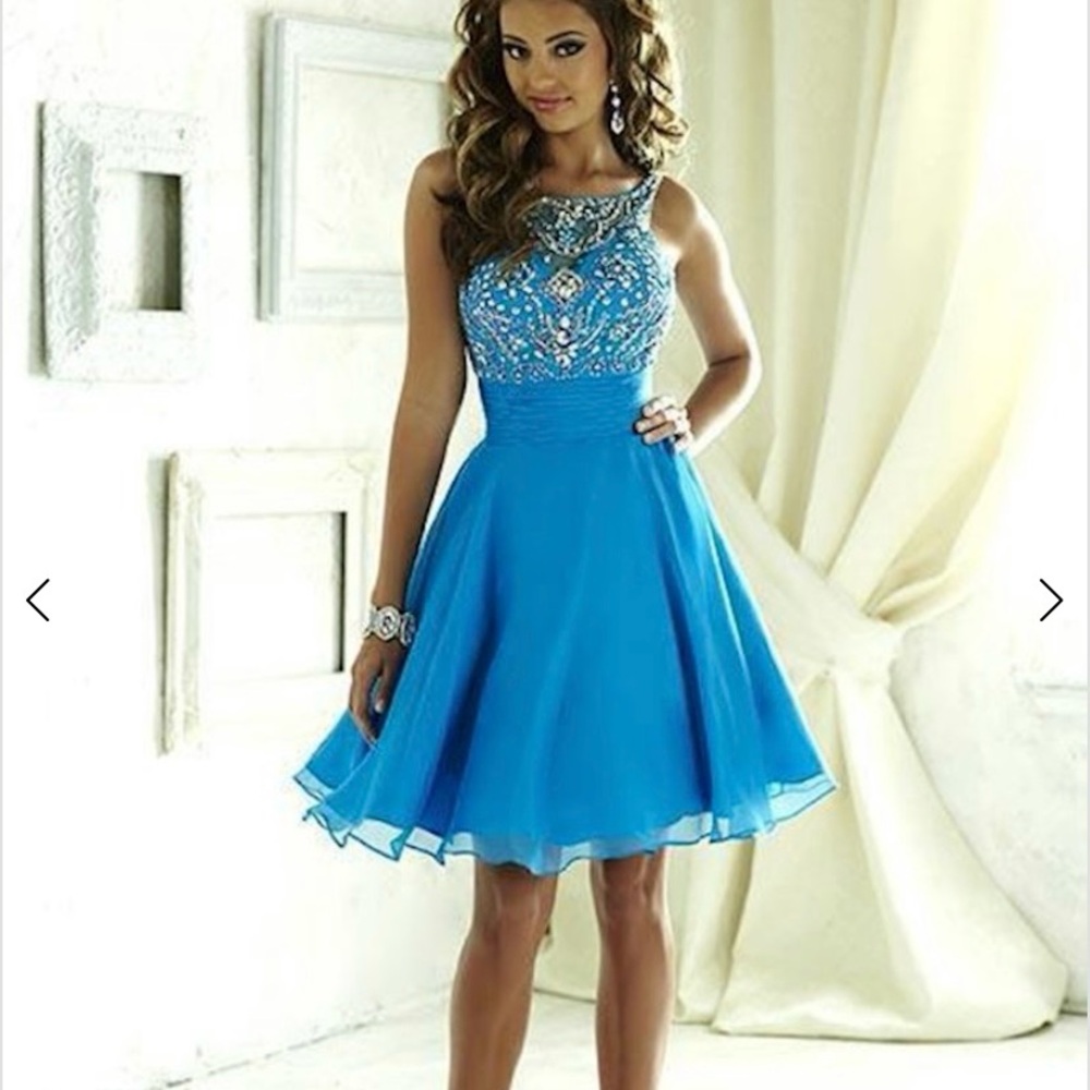 Elegant Blue Beaded Dress